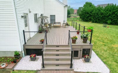 Attractive deck resurface with composite decking finished with striking black lattice skirting in Tukwila, WA