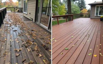 Fall deck maintenance before and after leaf removal
