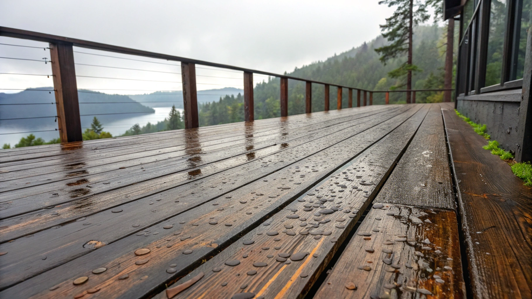 Moisture damage on deck boards Pacific Northwest