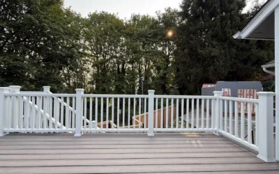 rectangular deck resurfaced in tacoma Trex Transcend Second-Story Deck With White Composite Railings In Tukwila, Wa